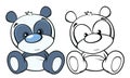 Vector Illustration of a Cute Cartoon Character Panda for you Design and Computer Game. Coloring Book Outline Set Royalty Free Stock Photo